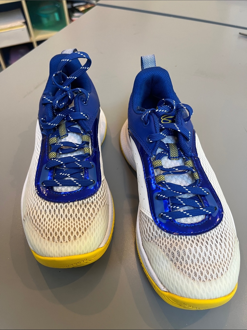 Under Armour Kids Sneakers in White, Blue & Yellow